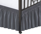Biscaynebay Wrap Around Bed Skirts With Split Corners For King Beds 18' Drop, Dark Grey Adjustable Elastic Dust Ruffles Easy Fi