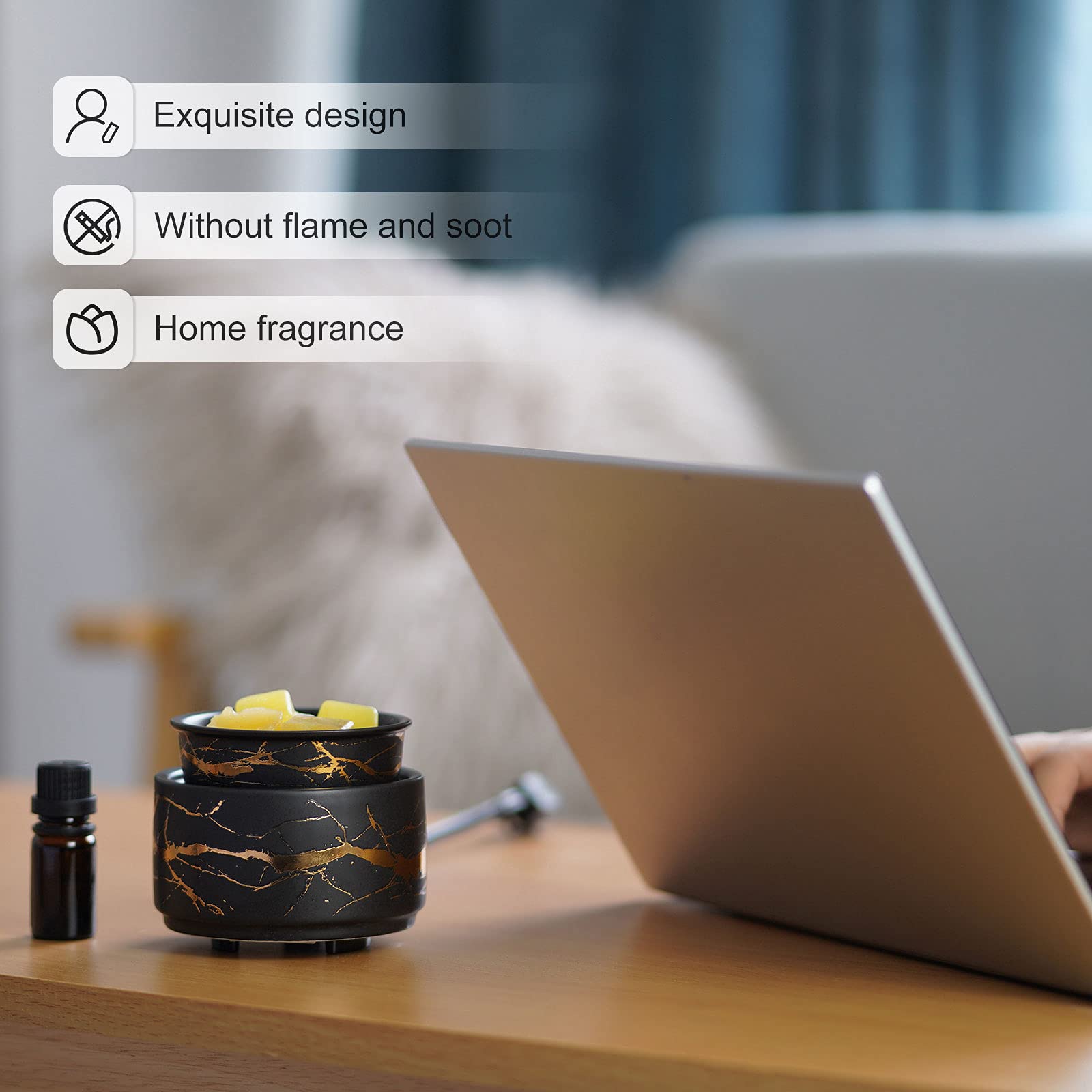 Palanchy Wax Melt Warmer Ceramic 3-In-1 Oil Burner Electric Candle Wax Warmer Burner Melter Fragrance Warmer For Scented Waxs Ho