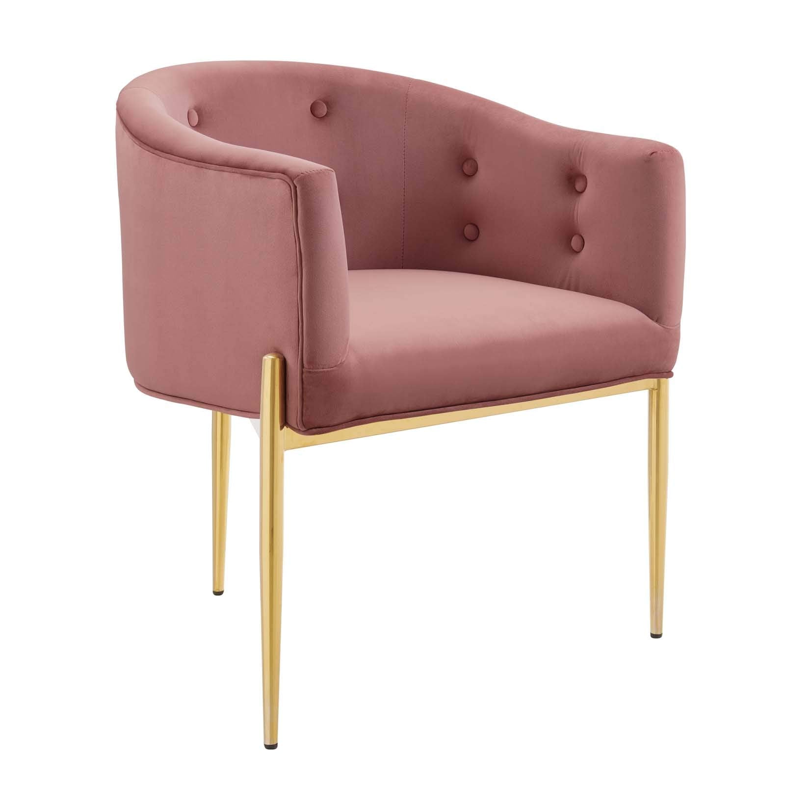 Modway Savour Tufted Performance Velvet Accent Chair In Dusty Rose