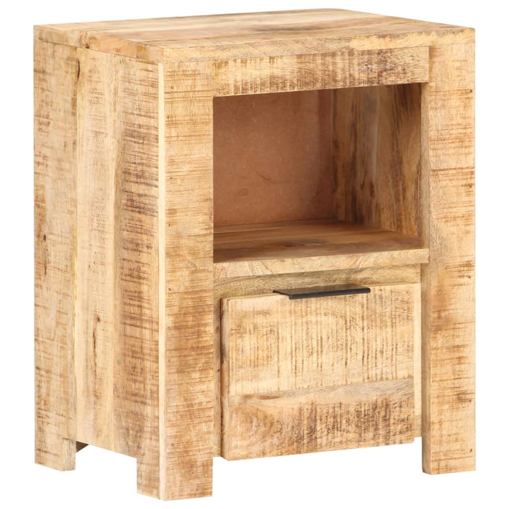 Vidaxl Solid Rough Mango Wood Bedside Cabinet Nightstand Stand Side End Table