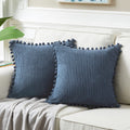 Fancy Homi 26X26 Pillow Covers Set Of 2, Euro Pillow Covers With Pom-Poms, Dusty Blue Big Throw Pillow Covers For Couch Bedroom