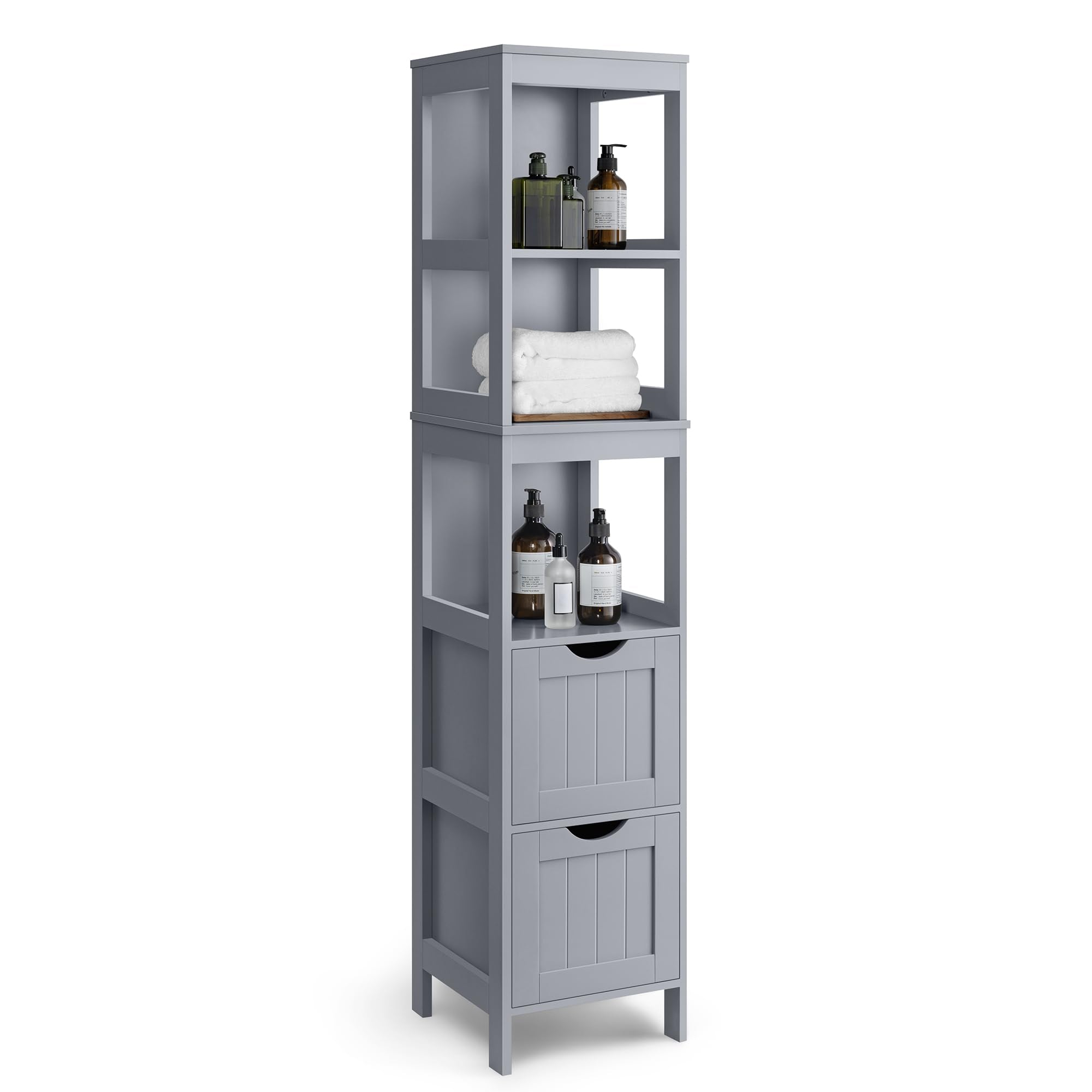 VASAGLE Storage Cabinet, Storage Organizer Rack Stand for Bathroom, Living Room, Bedroom, Multifunctional Corner Unit, 2 Drawers
