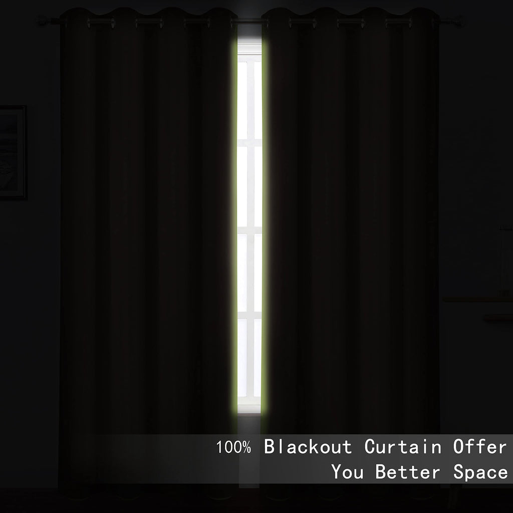 Lemomo 100% Blackout Curtains 52 X 63 Inch/Olive Green Curtains 2 Panels With Black Lining Room Darkening Thermal Insulated Bedr