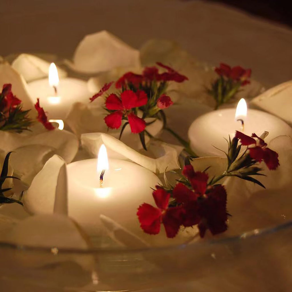 3 Inch Floating Candles, 24Pack White Unscented Dripless Wax Burning Candle, Long Burning 13-15Hours And Smokeless Candle For We