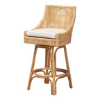 Baxton Studio Bella Modern Bohemian Natural Brown Rattan Bar Stool