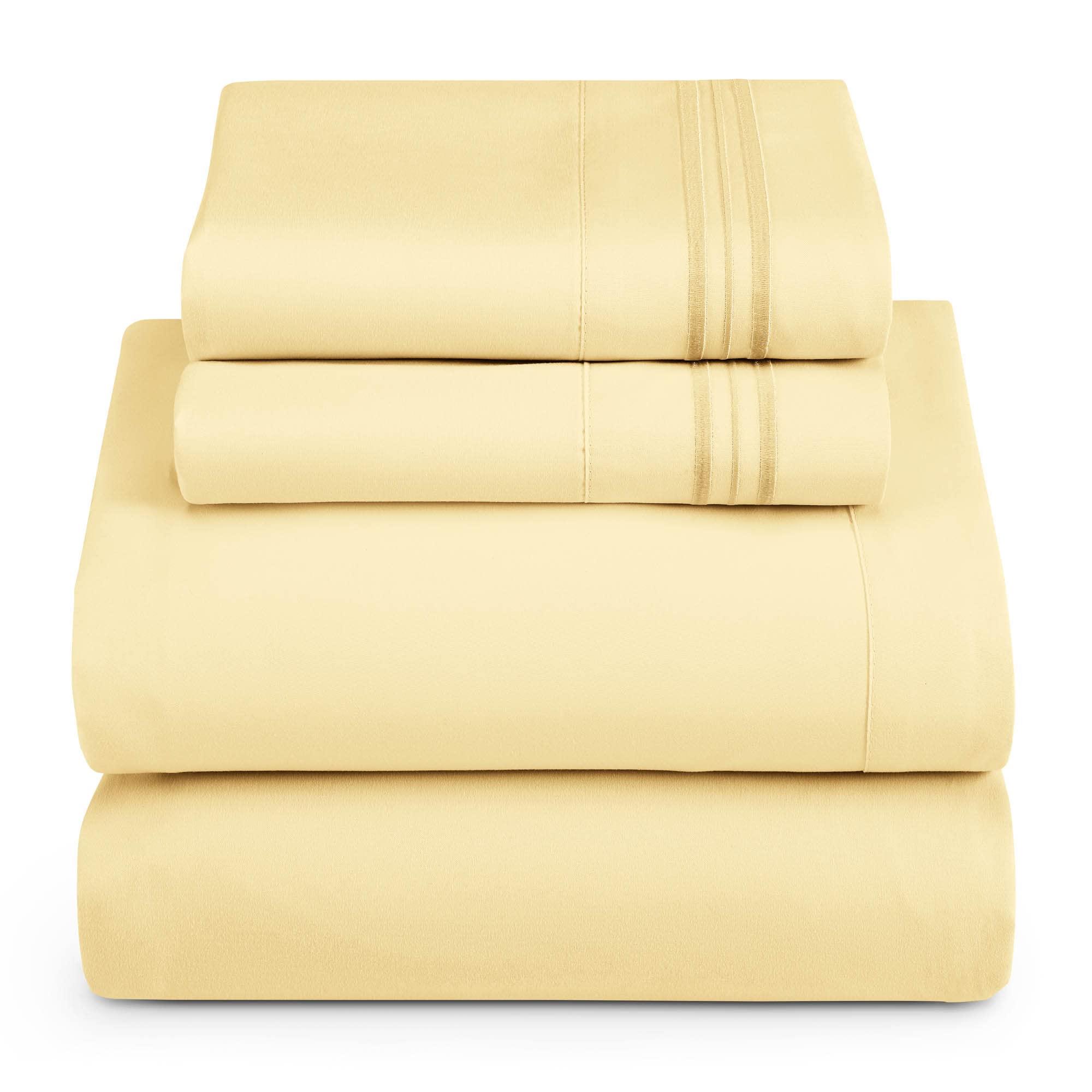 Hearth & Harbor Cal King Size Sheets - 4 Piece Bed Sheet Set, Hotel Luxury Double Brushed Bed Sheets - Extra Soft Bedding Sheets & Pillowcases, California King, Vanilla