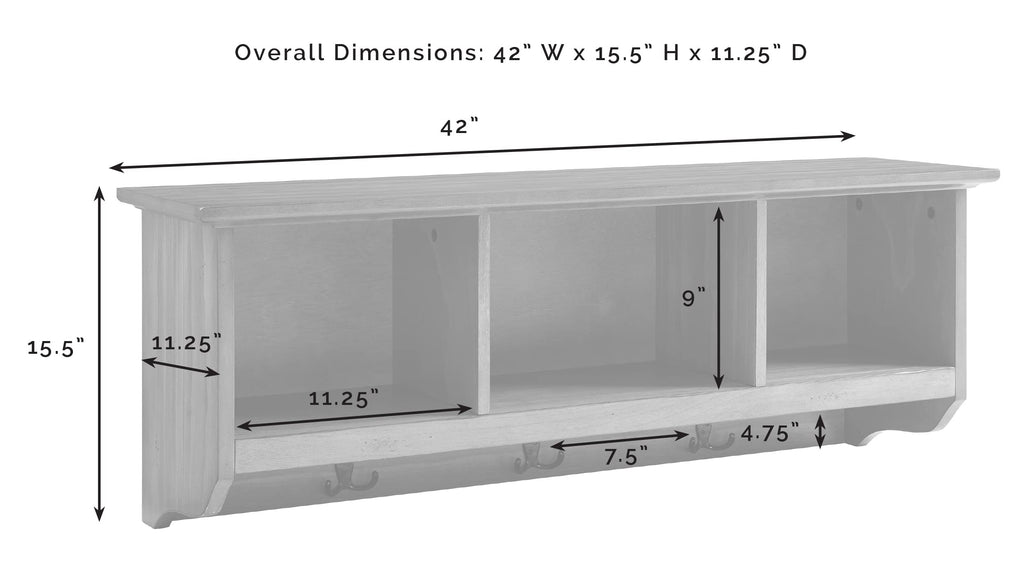 Crosley Furniture Brennan 2-Piece Entryway Set With Shoe Rack Bench And Wall-Shelf With Coat Hooks, White