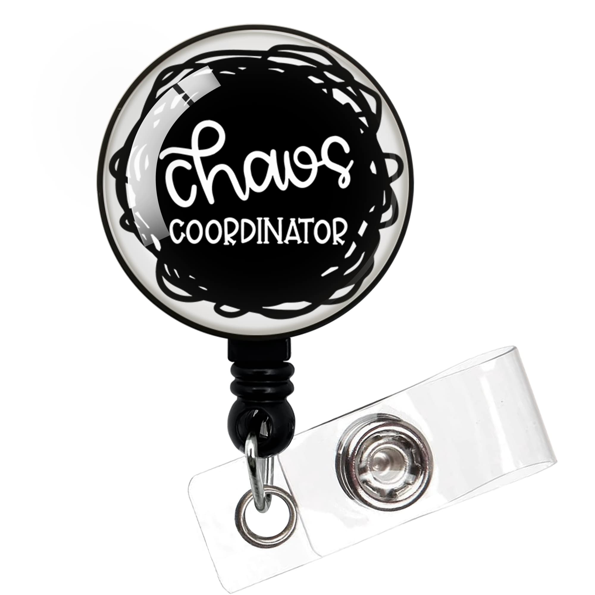 Chaos Coordinator,Funny Badge Reel,Retractable Id Card Badge Holder With Alligator Clip,Decorative Custom Badge Holder,Suitable