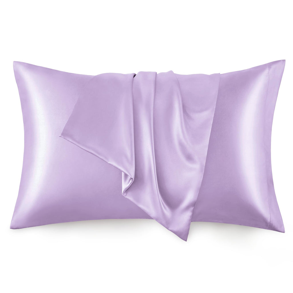 Love'S Cabin Silk Satin Pillowcase For Hair And Skin (Light Purple, 20X30 Inches) Slip Pillow Cases Queen Size Set Of 2 - Satin