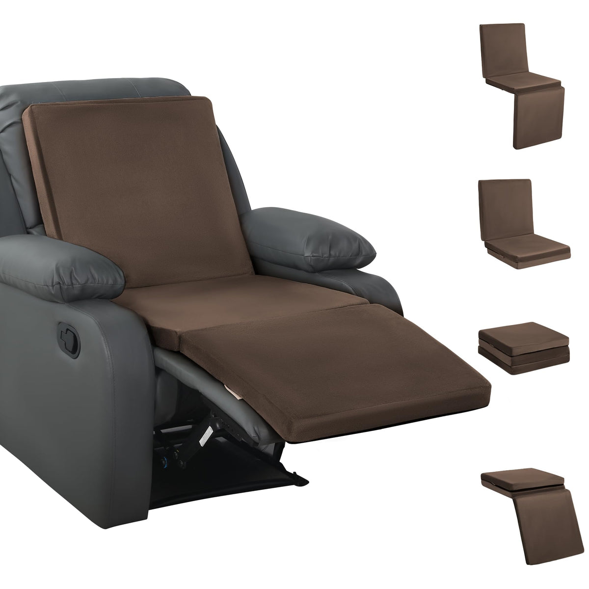 Hombys 3-In-1 Recliner Seat Cushion With Lumbar Support Pillow & Footrest, Multi-Functional Adjustable Height 2' To 6' For You