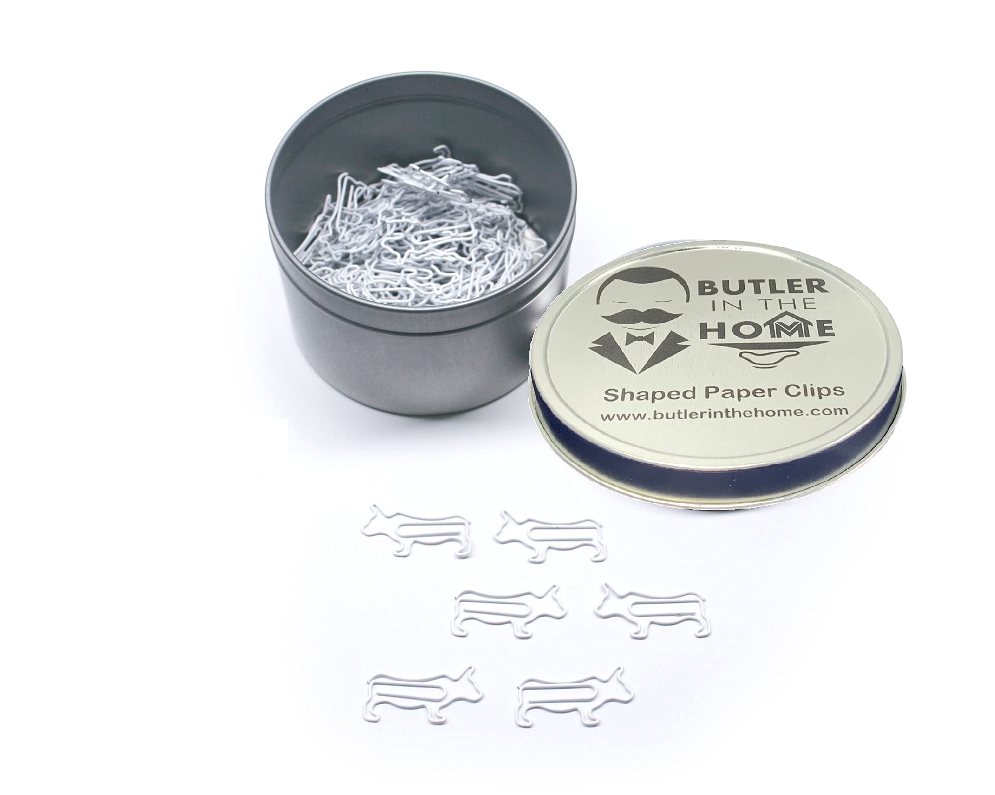 Butler In The Home Cow Bull Shaped Paper Clips Great For Paper Clip Collectors Or Office Gift - Comes In Round Tin With Lid And
