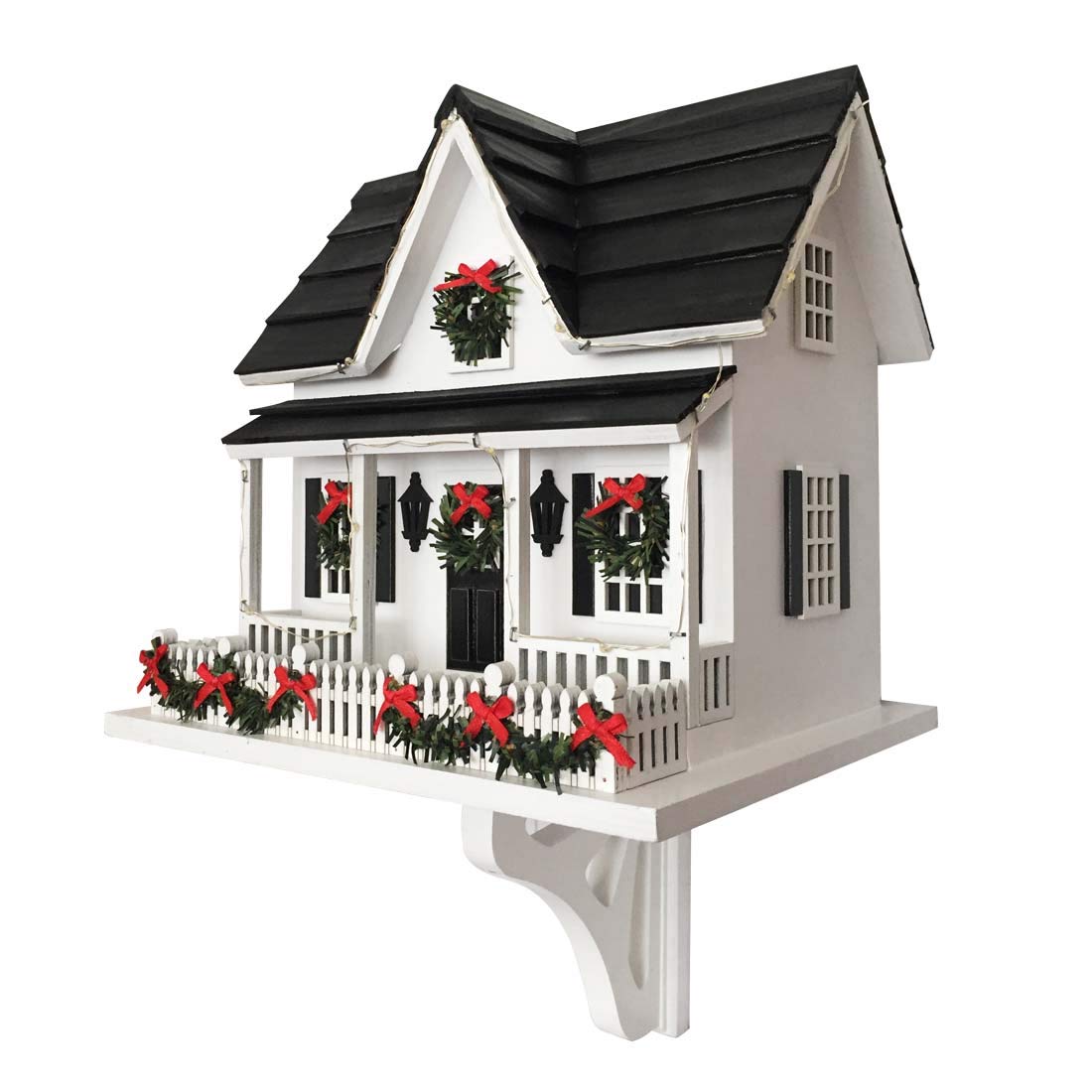 Home Bazaar Hb-2022Mled Holiday House W/Led Lights Birdhouse, White