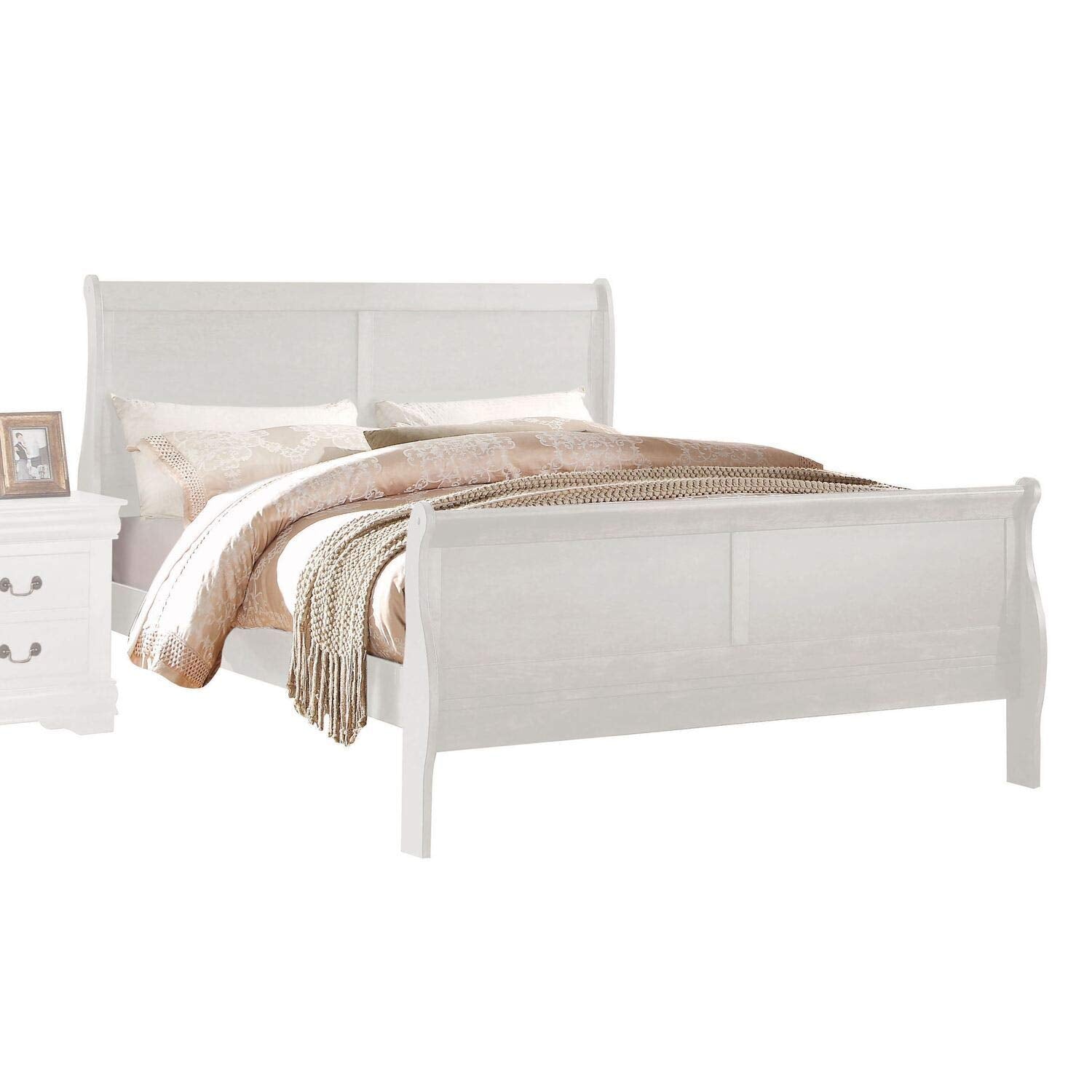 Acme Louis Philippe Wooden Twin Sleigh Bed in White