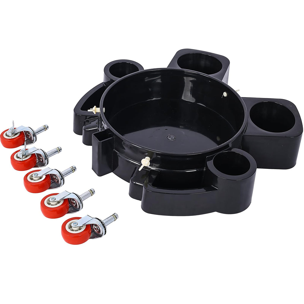 5 Gallon Bucket Dolly With Wheels, Heavy Duty Plastic Drum Dolly With 5 Smooth-Rolling Swivel Casters Secure Locking Cart For Ca