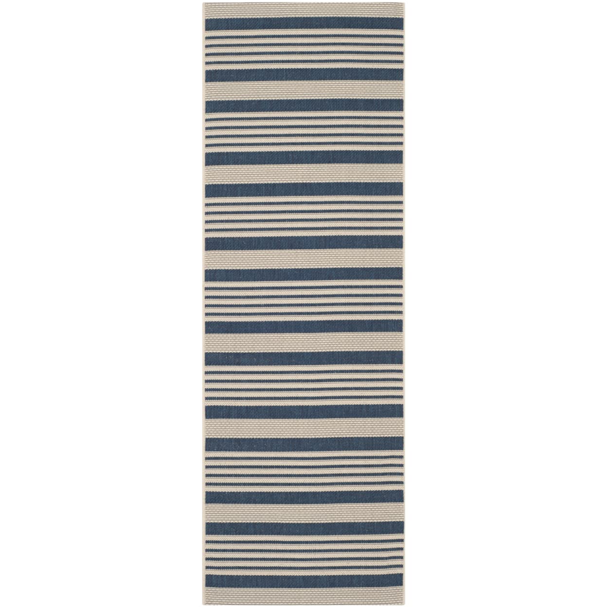 SAFAVIEH Courtyard Collection 2'3' x 18' Navy/Beige CY6062 Stripe Indoor/ Outdoor Patio Backyard Mudroom Runner Rug