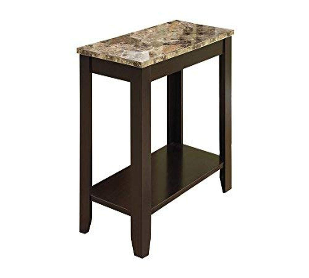 Monarch specialties , Accent Side Table, Marble-Look Top, Cappuccino, 24'L