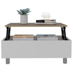 Aran Lift Top Coffee Table, Storage Compartment, White/Light Oak