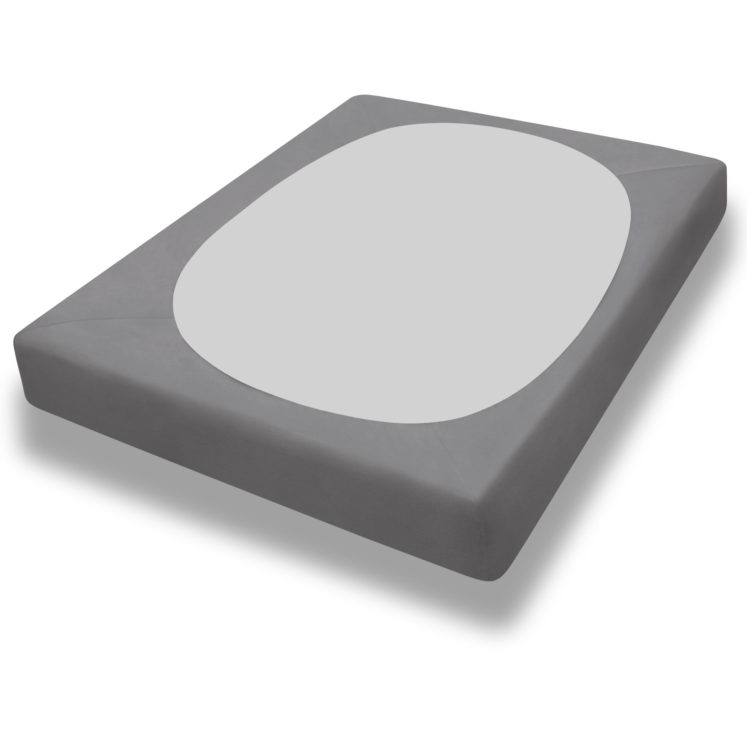 Purefit Stretchy Box Spring Cover Queen - Elastic Fitted Box Spring Wrap Around 4 Sides, Wrinkle & Fading Resistant Fits Queen Size Beds, Light Gray