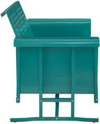 Crosley Furniture Bates Retro Metal Outdoor Loveseat Glider, 2-Person Rocking Patio Bench for Porch, Deck, Turquoise Gloss
