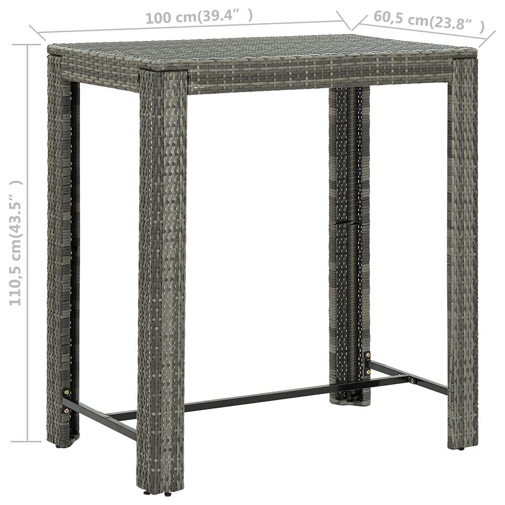 vidaXL Patio Bar Set with Cushions 7 Piece Garden Outdoor Bar Sets Dinner Bistro Dining Table Chair Stool Pub Furniture Seating Poly Rattan