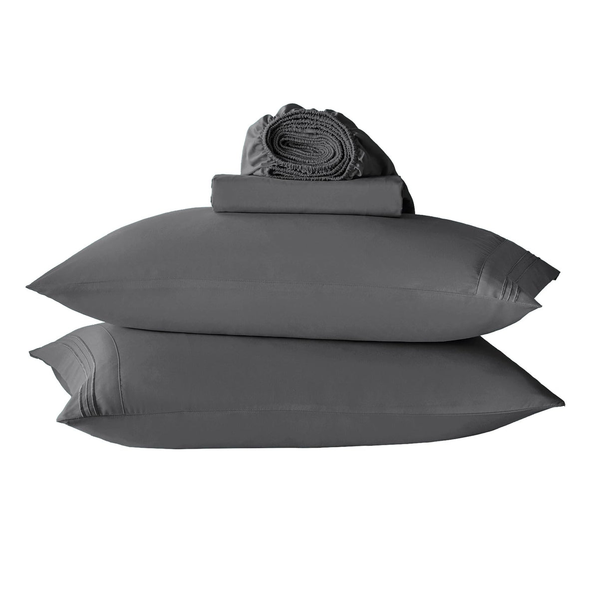Grey King Size Bed Sheets Set-Deep Pocket Bedding Sheets & Pillowcases-Hotel Luxury- Cooling Microfiber Bedsheets 4 Piece