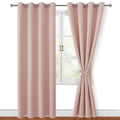 Hiasan Blackout Curtains For Bedroom, 52 X 84 Inches Long - Thermal Insulated Light Blocking Window Curtains For Living Room, 2 Drape Panels Sewn With Tiebacks, Blush