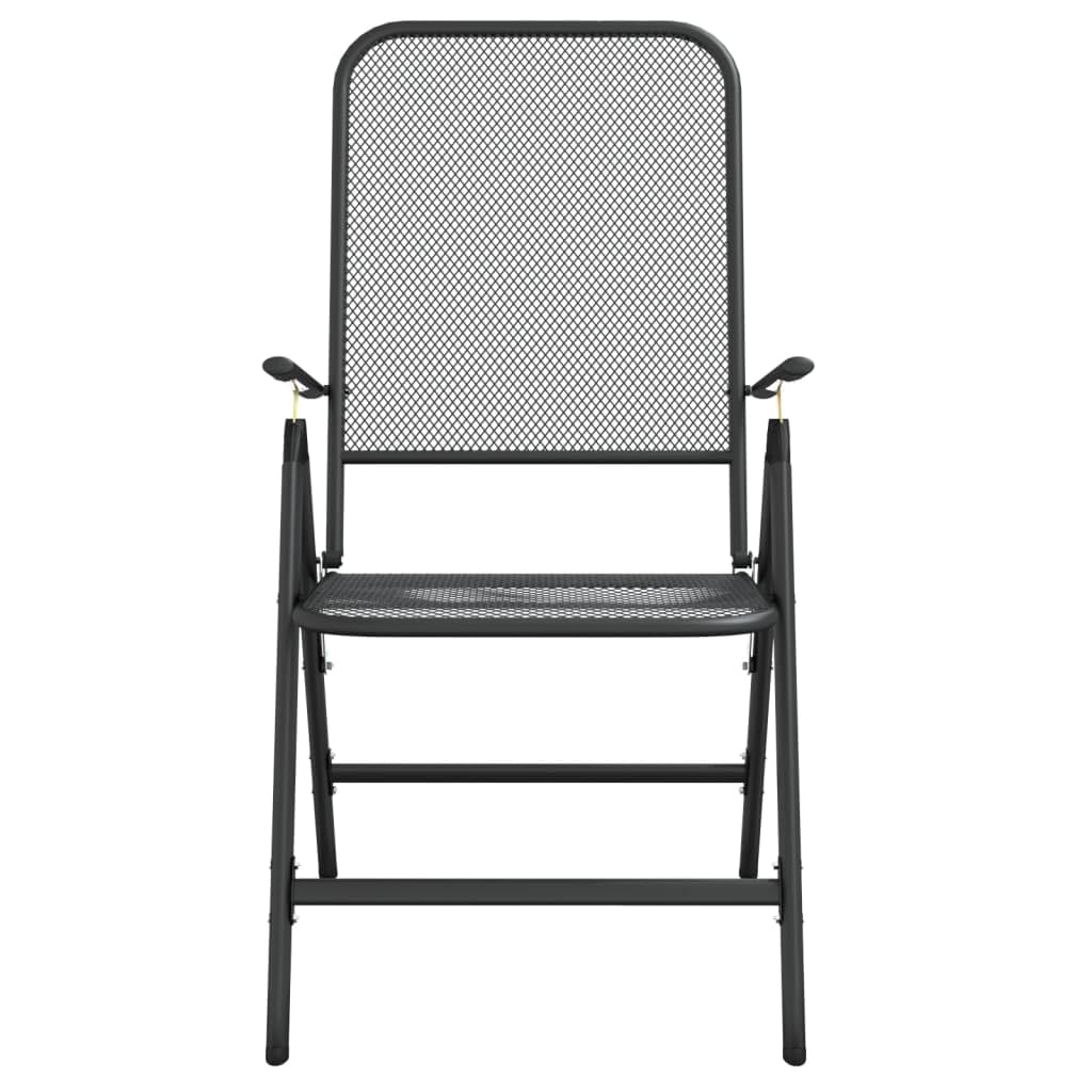 vidaXL Anthracite Folding Patio Chairs 2 pcs | Expanded Metal Mesh | Adjustable Positions | Easy Assembly | Industrial Style