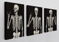 Gothic Skull Skeleton Rock and Roll Victory Hippie Posing Wall Art Canvas Farmhouse Gothic Theme 11x14 Inch Prints(Set Of 3) Dec