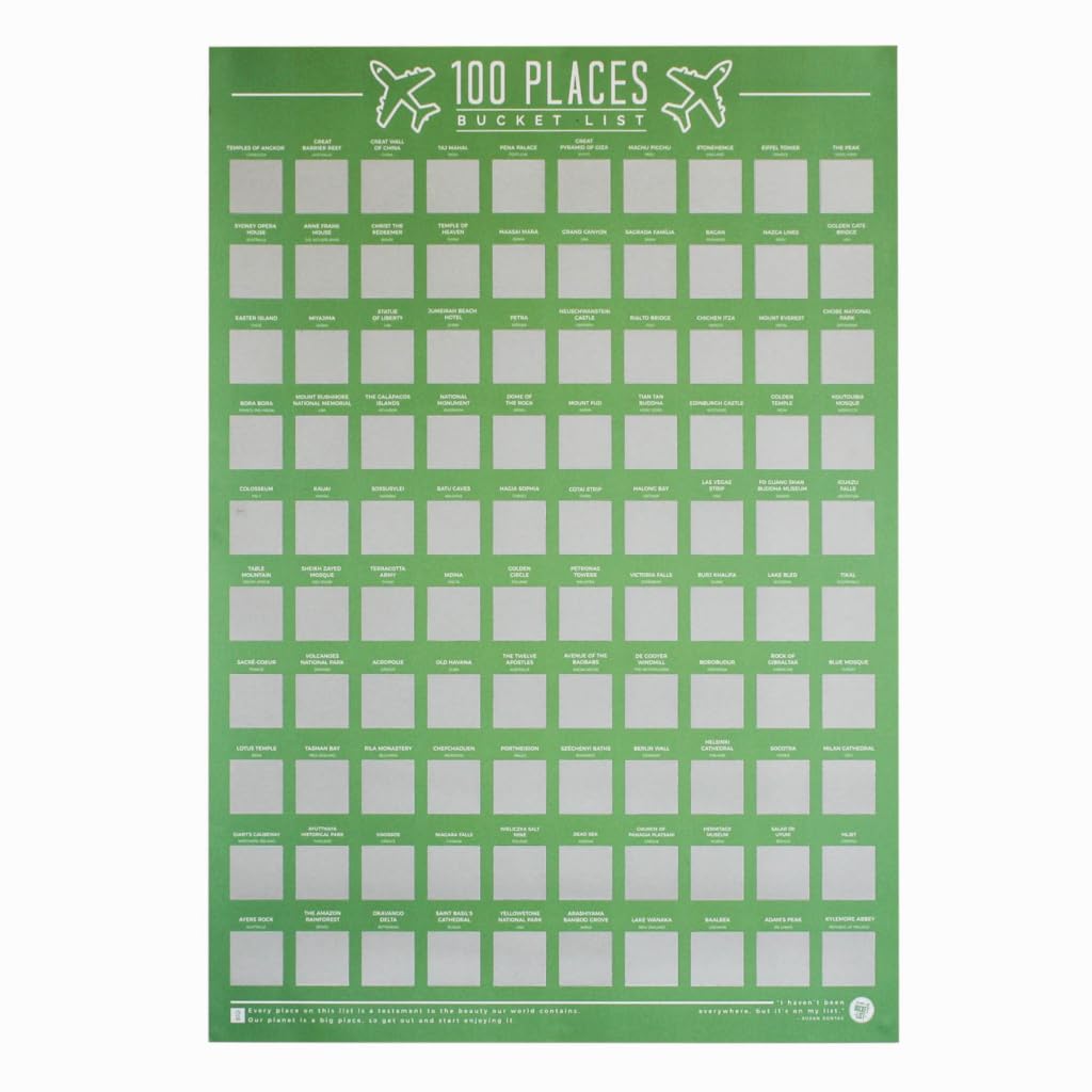Gift Republic Gr630001 100 Places Scratch Off Bucket List Poster