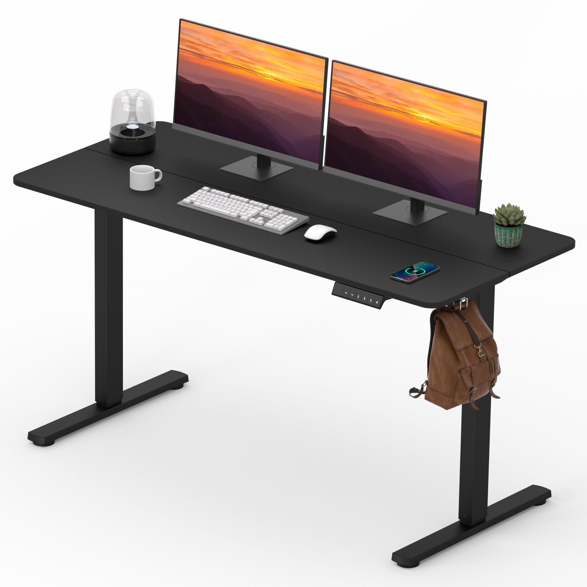 FitStand Adjustable Stand Up Desk with Memory Preset, Standing Desks 55 x 24 Inch Electric Home Office Desk Computer Workstation