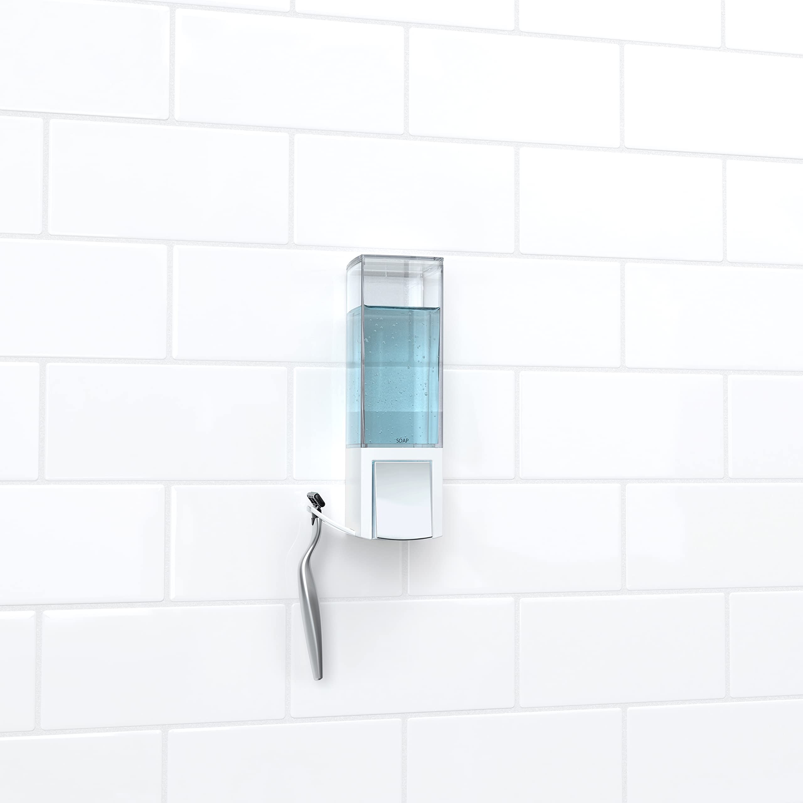 Better Living Products Clever Soap Dispenser, Liquid Soap Dispenser, 1 X 17 Fl. Oz. White, 4.88'' X 3.5'' X 8.25''