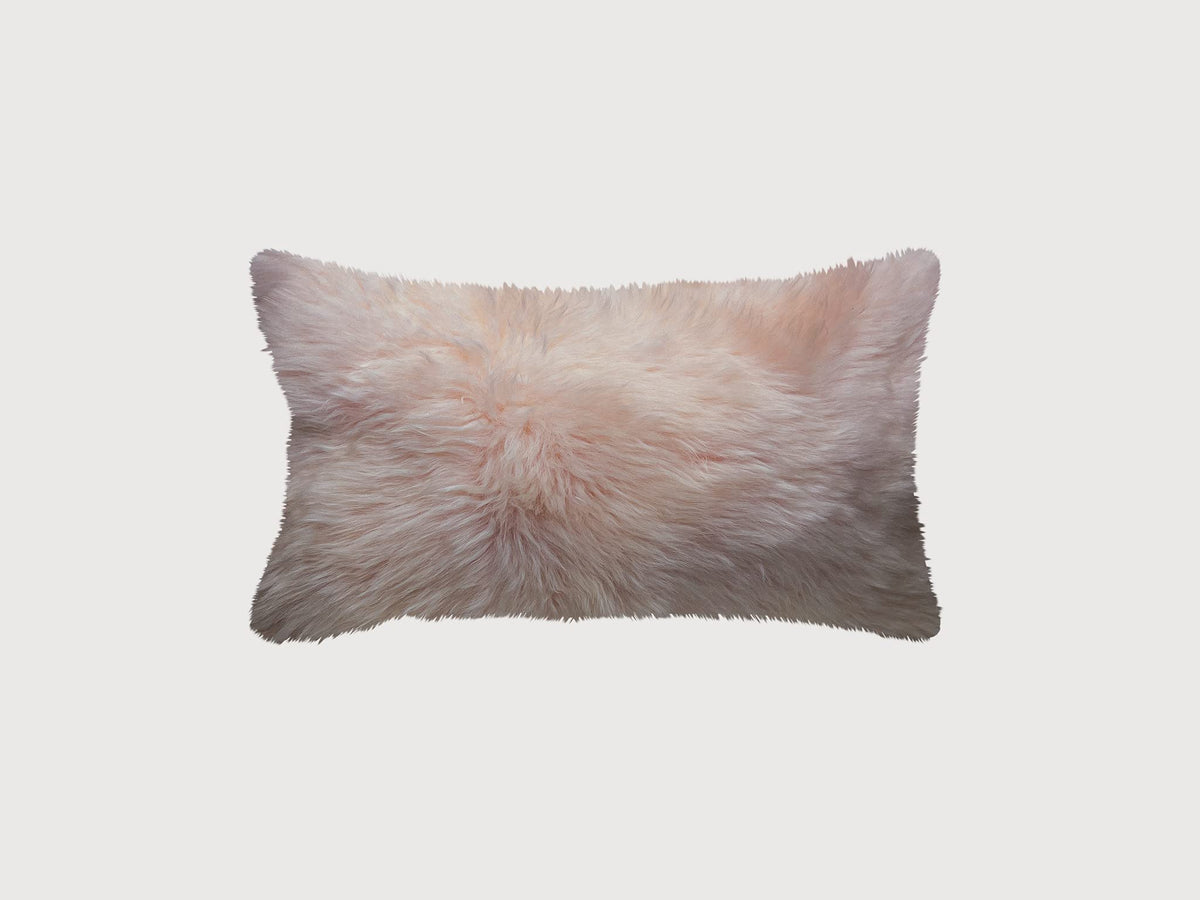 HomeRoots Sheepskin, Microsuede Backing, Zipper Closure Blush Natural Sheepskin Lumbar Pillow