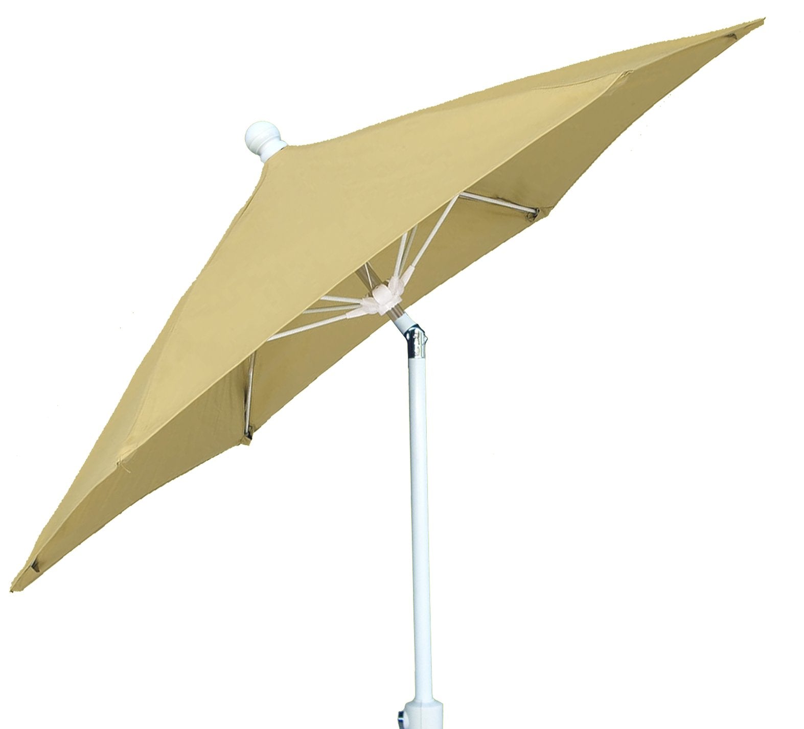 FiberBuilt Umbrellas Patio Umbrella with Push-Button Tilt, 7.5 Foot Beige Canopy and White Pole