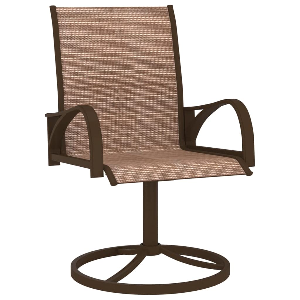 vidaXL Modern Patio Swivel Chairs - Set of 2 - Textilene and Powder-Coated Steel - Weather Resistant - Quick Drying - Brown - Assembly Required