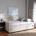 Baxton Studio Eliza Modern and Contemporary Light Beige Fabric Upholstered Queen Size Daybed with Trundle