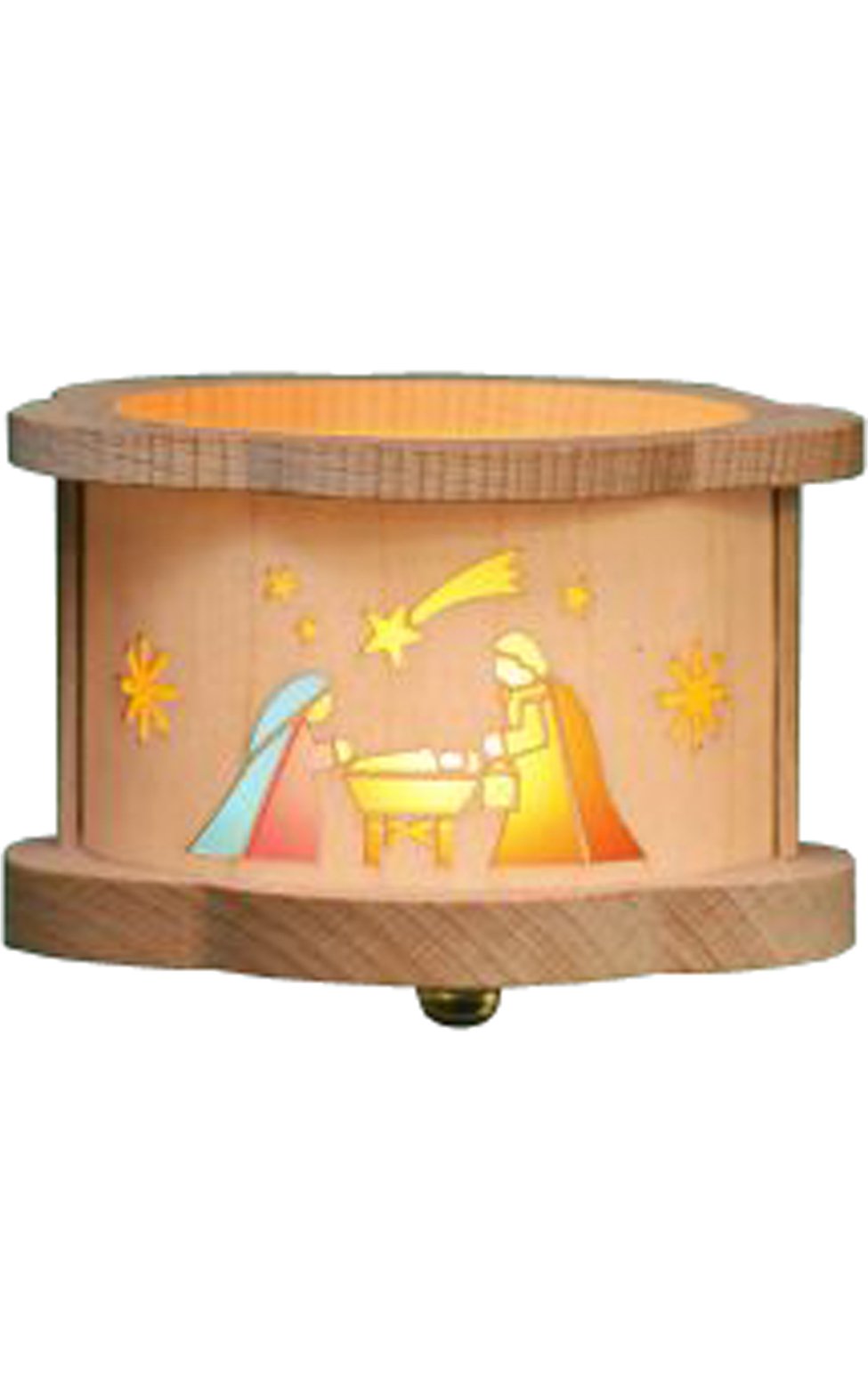 Glasser 4388 Richard Glaesser Tea Light Luminary-Nativity-2.5&quot; H W X 3.25&quot; D, Brown