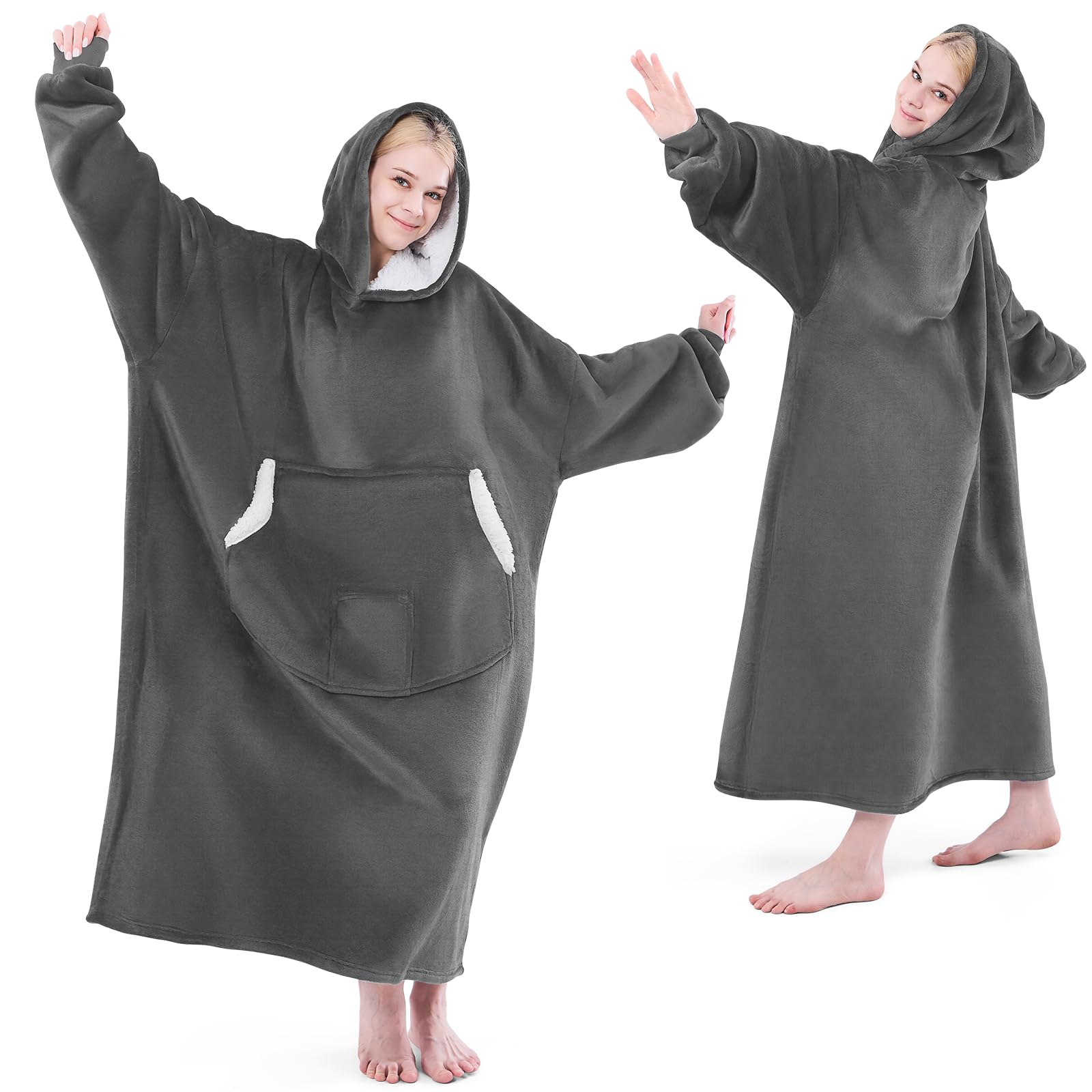 Nord Eco Wearable Blanket Hoodie For Women Adult, Oversized Sherpa Fleece Hooded Sweatshirt Blanket With Giant Pocket And Blanke