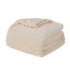 Puncuntex Cream White Throw Blanket 90''  90'' Inches Fuzzy 3D Jacquard Decorative Flannel Fleece Super Soft Plush Cozy Blanket