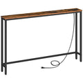 HOOBRO 47.2 Skinny Console Table with Power Outlets and USB Ports, Table with Charging Station, Narrow Sofa Table, Behind Couch 