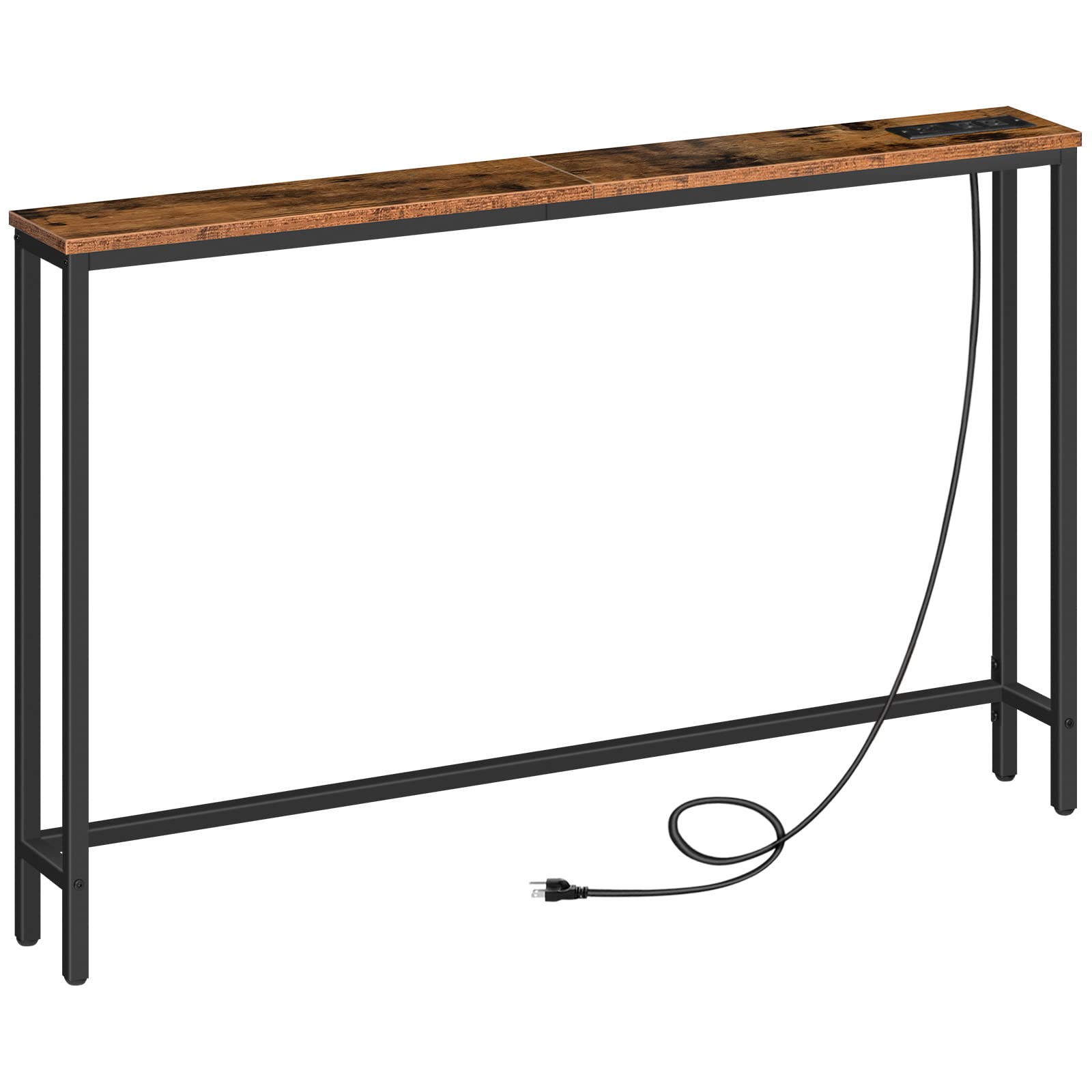 HOOBRO 47.2 Skinny Console Table with Power Outlets and USB Ports, Table with Charging Station, Narrow Sofa Table, Behind Couch 