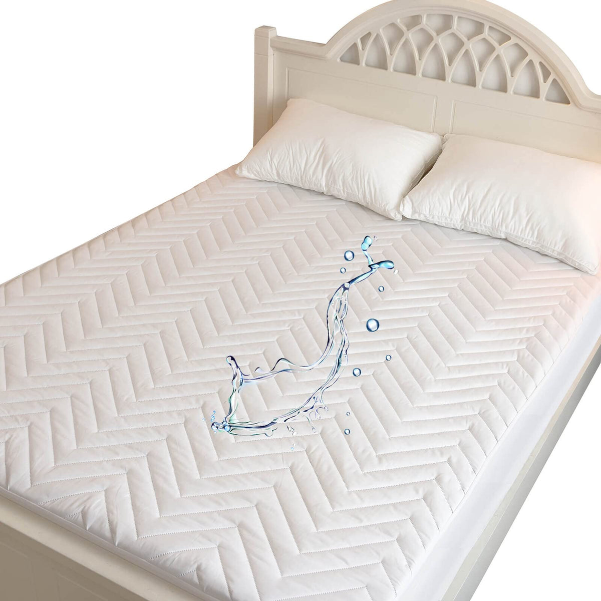 Quilted Waterproof RV Short King Mattress Protector Pad for 72x75 or Short King Cal Bed Elastic Pocket Fitted Sheet Style Matres