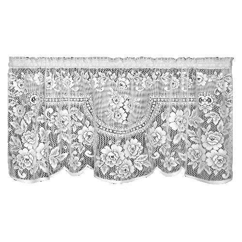 Heritage Lace, White Victorian Rose 60x30 Tier, 60 inch wide by 30 inch drop
