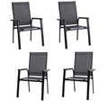 Mfstudio Outdoor Patio Dining Chairs, 4 Pcs Aluminum Patio Dining Sling Chair, Patio Chairs With Wood-Like Armrest & Wider Seat