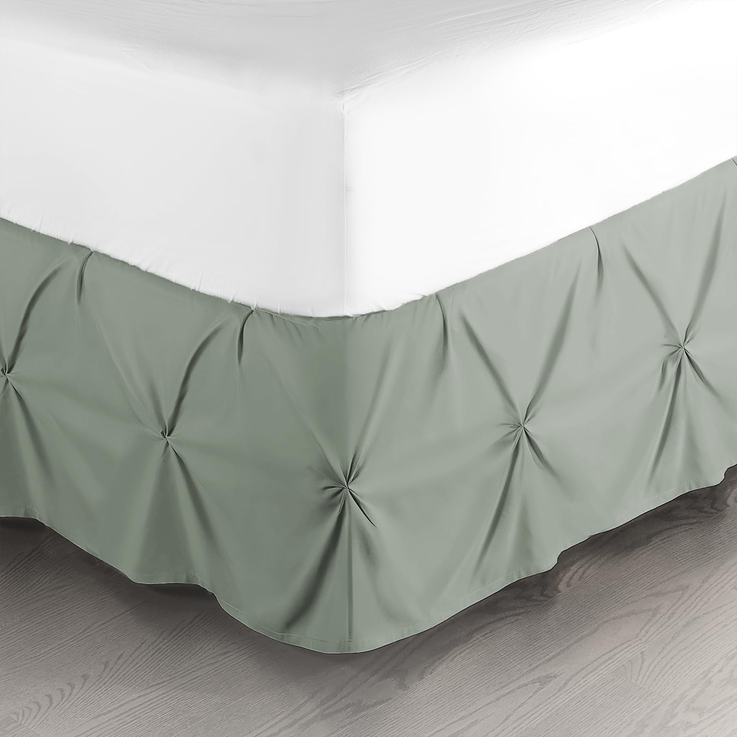 Nestl Sage Green Bed Skirt Cal King Size, Pinch Pleat Cal King Bed Skirt, 14' Inch Drop Cal King Bedskirt, Hotel Quality Bed Sk