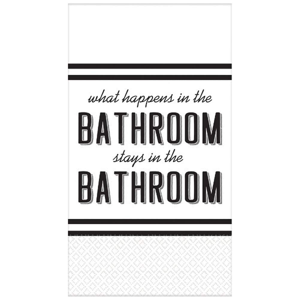 White/Black In The Bathroom Luxury Guest Towels, 8'' x 4'' (16 Count) - Soft & Absorbent Hand Towels, Perfect For Any Event