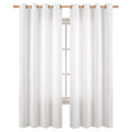 Bgment Faux Linen Pure White Curtains 90 Inches Long Set Of 2 Panels, Living Room Long Curtains Burlap Textured Thick Light Filtering Privacy Grommet Window Treatments, 52 X 90 Inch