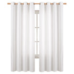 Bgment Faux Linen Pure White Curtains 90 Inches Long Set Of 2 Panels, Living Room Long Curtains Burlap Textured Thick Light Filtering Privacy Grommet Window Treatments, 52 X 90 Inch