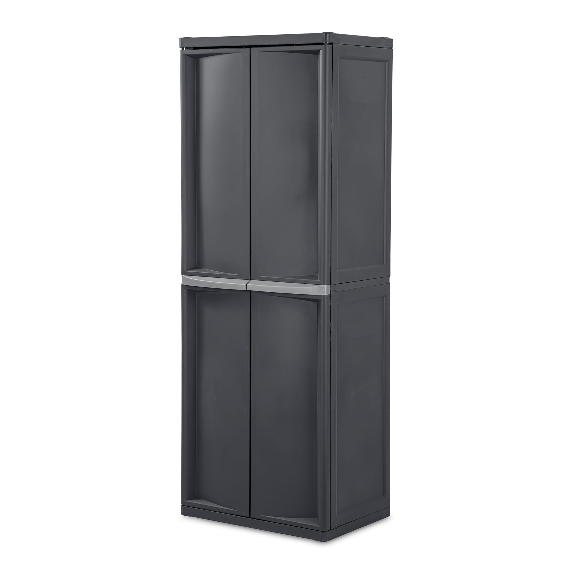 Sterilite 2-Pack Storage Cabinet, Garage, Pantry & Kitchen Bin Organizer, 4 Shelves, Gray
