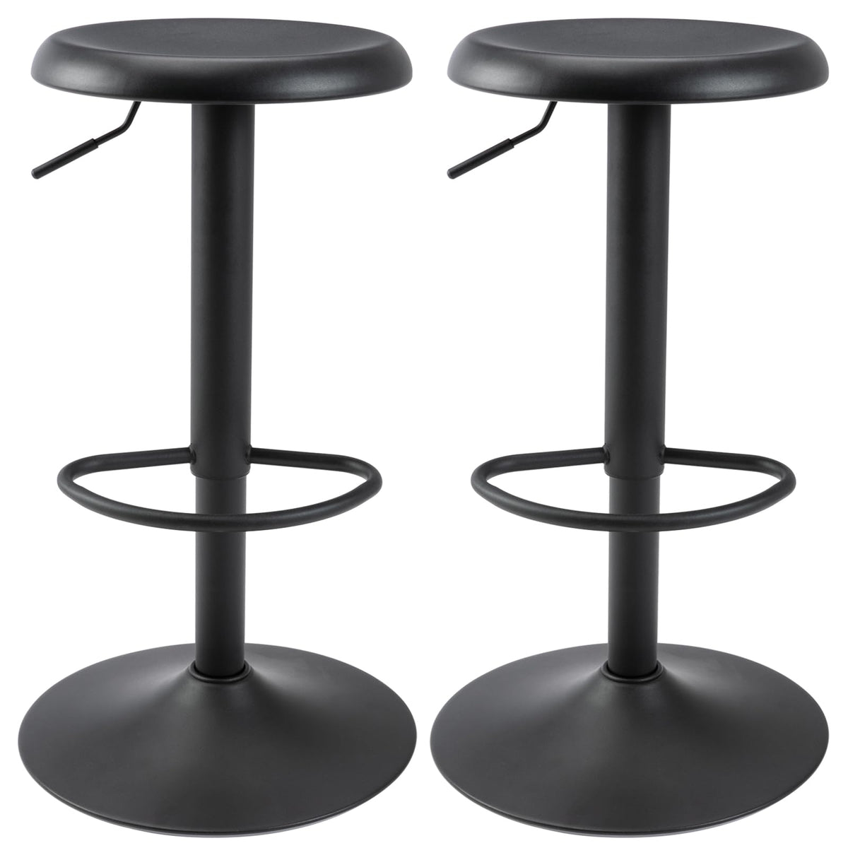 Brage Living Adjustable Bar Stools Set Of 2, Swivel Round Metal Airlift Barstools, Backless Counter Height Bar Chairs For Kitchen Dining Room Pub Cafe (Black)