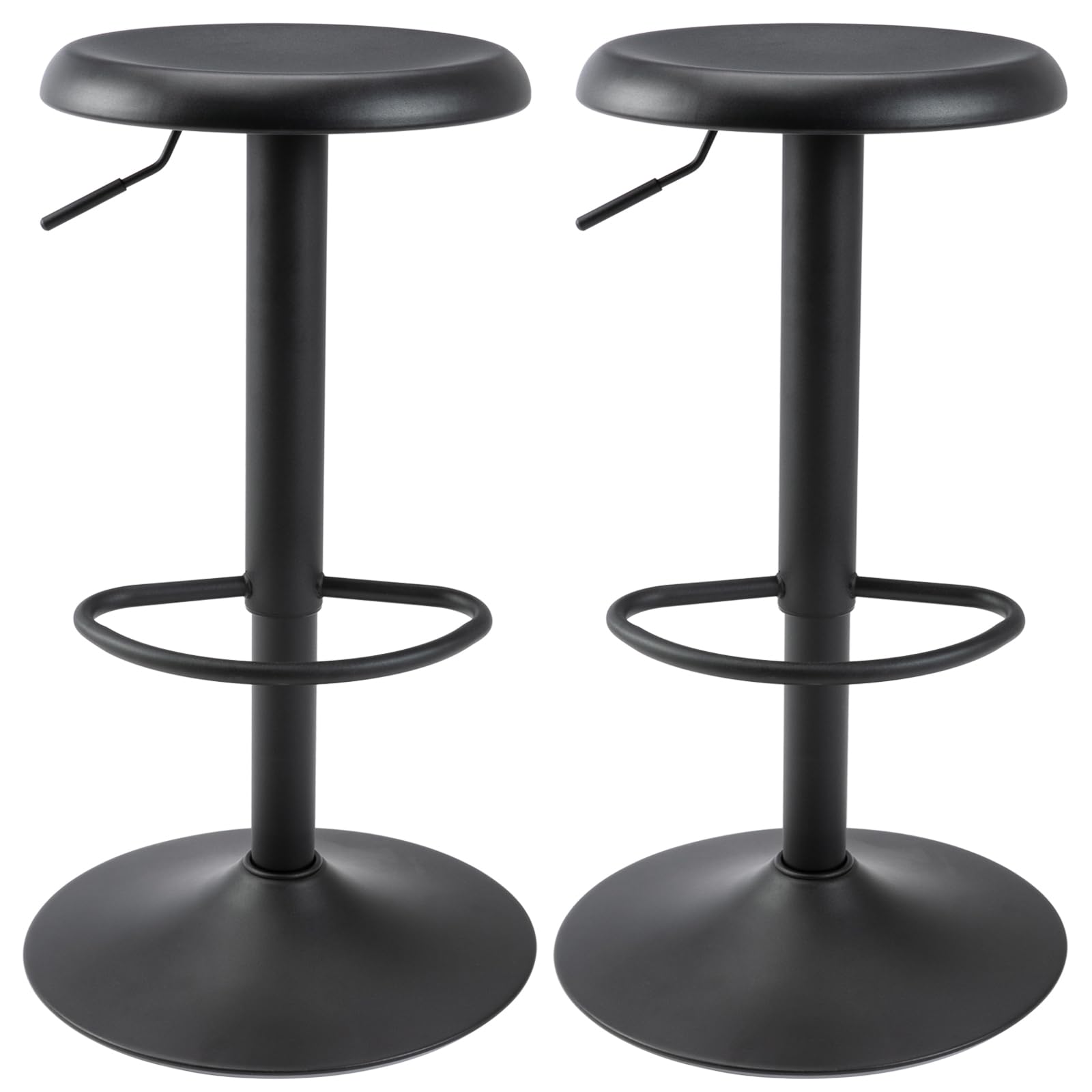 Brage Living Adjustable Bar Stools Set Of 2, Swivel Round Metal Airlift Barstools, Backless Counter Height Bar Chairs For Kitchen Dining Room Pub Cafe (Black)